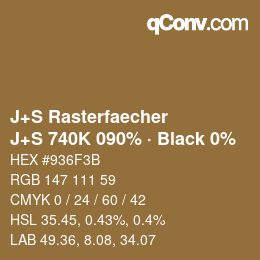 Farbcode: J+S Rasterfaecher - J+S 740K 090% · Black 0% | qconv.com