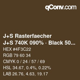 Farbcode: J+S Rasterfaecher - J+S 740K 090% · Black 50% | qconv.com