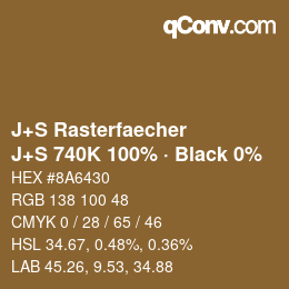 Color code: J+S Rasterfaecher - J+S 740K 100% · Black 0% | qconv.com