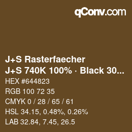 Code couleur: J+S Rasterfaecher - J+S 740K 100% · Black 30% | qconv.com