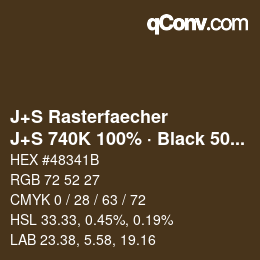 Farbcode: J+S Rasterfaecher - J+S 740K 100% · Black 50% | qconv.com