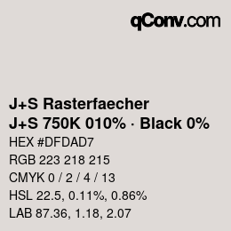 Farbcode: J+S Rasterfaecher - J+S 750K 010% · Black 0% | qconv.com