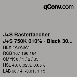Code couleur: J+S Rasterfaecher - J+S 750K 010% · Black 30% | qconv.com