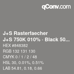 Farbcode: J+S Rasterfaecher - J+S 750K 010% · Black 50% | qconv.com