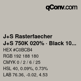 Code couleur: J+S Rasterfaecher - J+S 750K 020% · Black 10% | qconv.com