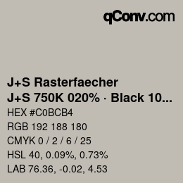 Farbcode: J+S Rasterfaecher - J+S 750K 020% · Black 10% | qconv.com