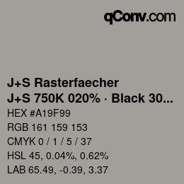 Farbcode: J+S Rasterfaecher - J+S 750K 020% · Black 30% | qconv.com