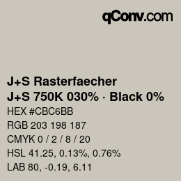 Code couleur: J+S Rasterfaecher - J+S 750K 030% · Black 0% | qconv.com