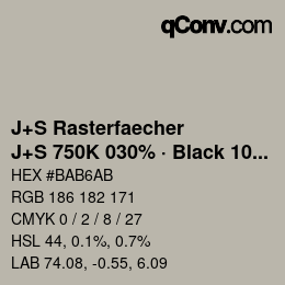 カラーコード: J+S Rasterfaecher - J+S 750K 030% · Black 10% | qconv.com