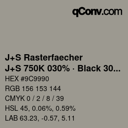 Farbcode: J+S Rasterfaecher - J+S 750K 030% · Black 30% | qconv.com
