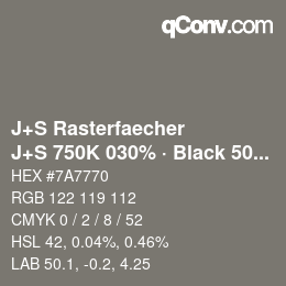 Code couleur: J+S Rasterfaecher - J+S 750K 030% · Black 50% | qconv.com