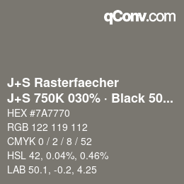 カラーコード: J+S Rasterfaecher - J+S 750K 030% · Black 50% | qconv.com