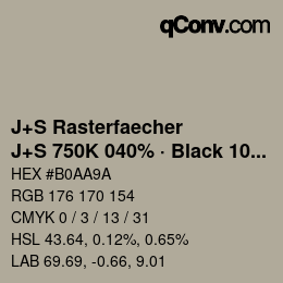 カラーコード: J+S Rasterfaecher - J+S 750K 040% · Black 10% | qconv.com