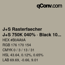 Color code: J+S Rasterfaecher - J+S 750K 040% · Black 10% | qconv.com