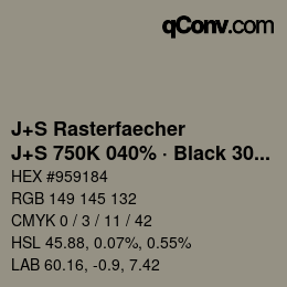 Farbcode: J+S Rasterfaecher - J+S 750K 040% · Black 30% | qconv.com