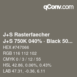 Color code: J+S Rasterfaecher - J+S 750K 040% · Black 50% | qconv.com