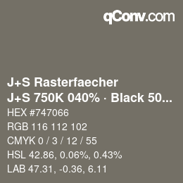 Code couleur: J+S Rasterfaecher - J+S 750K 040% · Black 50% | qconv.com