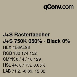 Code couleur: J+S Rasterfaecher - J+S 750K 050% · Black 0% | qconv.com