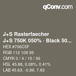 Farbcode: J+S Rasterfaecher - J+S 750K 050% · Black 50% | qconv.com