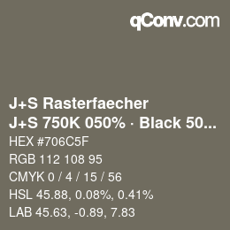 カラーコード: J+S Rasterfaecher - J+S 750K 050% · Black 50% | qconv.com