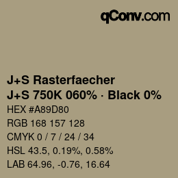Farbcode: J+S Rasterfaecher - J+S 750K 060% · Black 0% | qconv.com