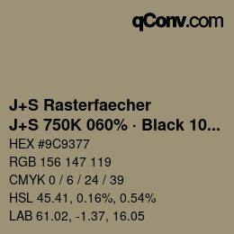 Farbcode: J+S Rasterfaecher - J+S 750K 060% · Black 10% | qconv.com