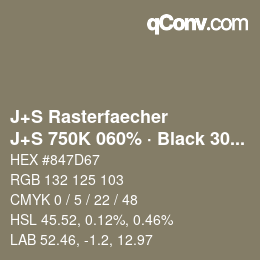 Code couleur: J+S Rasterfaecher - J+S 750K 060% · Black 30% | qconv.com