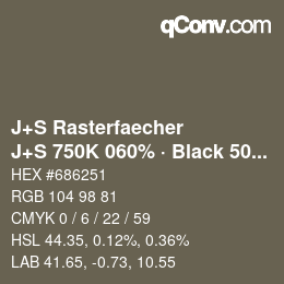 Farbcode: J+S Rasterfaecher - J+S 750K 060% · Black 50% | qconv.com