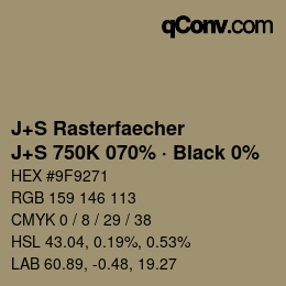 カラーコード: J+S Rasterfaecher - J+S 750K 070% · Black 0% | qconv.com