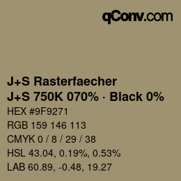 Color code: J+S Rasterfaecher - J+S 750K 070% · Black 0% | qconv.com