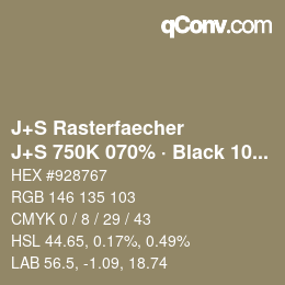 Farbcode: J+S Rasterfaecher - J+S 750K 070% · Black 10% | qconv.com