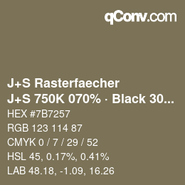 カラーコード: J+S Rasterfaecher - J+S 750K 070% · Black 30% | qconv.com