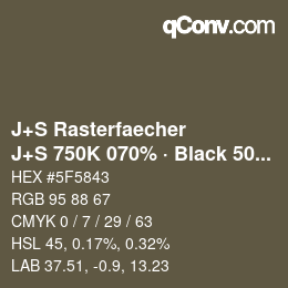 カラーコード: J+S Rasterfaecher - J+S 750K 070% · Black 50% | qconv.com