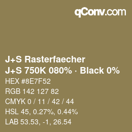 Farbcode: J+S Rasterfaecher - J+S 750K 080% · Black 0% | qconv.com
