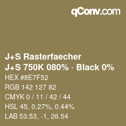 Farbcode: J+S Rasterfaecher - J+S 750K 080% · Black 0% | qconv.com