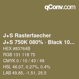 Farbcode: J+S Rasterfaecher - J+S 750K 080% · Black 10% | qconv.com