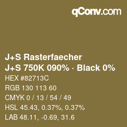 Farbcode: J+S Rasterfaecher - J+S 750K 090% · Black 0% | qconv.com