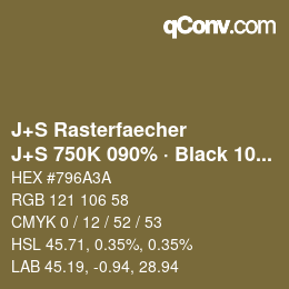Farbcode: J+S Rasterfaecher - J+S 750K 090% · Black 10% | qconv.com