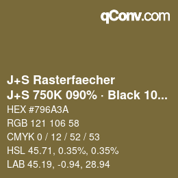 Color code: J+S Rasterfaecher - J+S 750K 090% · Black 10% | qconv.com