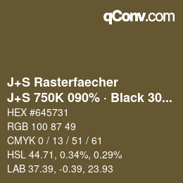 Farbcode: J+S Rasterfaecher - J+S 750K 090% · Black 30% | qconv.com