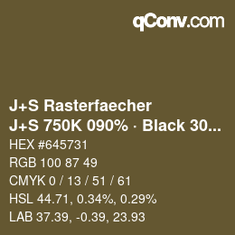 カラーコード: J+S Rasterfaecher - J+S 750K 090% · Black 30% | qconv.com