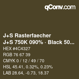 Farbcode: J+S Rasterfaecher - J+S 750K 090% · Black 50% | qconv.com