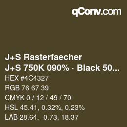 カラーコード: J+S Rasterfaecher - J+S 750K 090% · Black 50% | qconv.com