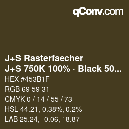 カラーコード: J+S Rasterfaecher - J+S 750K 100% · Black 50% | qconv.com
