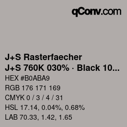 カラーコード: J+S Rasterfaecher - J+S 760K 030% · Black 10% | qconv.com