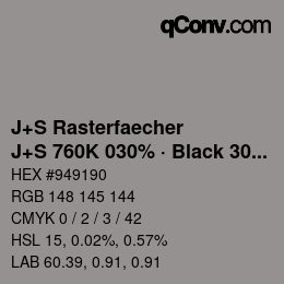 Farbcode: J+S Rasterfaecher - J+S 760K 030% · Black 30% | qconv.com