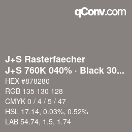 Code couleur: J+S Rasterfaecher - J+S 760K 040% · Black 30% | qconv.com