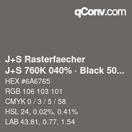 Code couleur: J+S Rasterfaecher - J+S 760K 040% · Black 50% | qconv.com