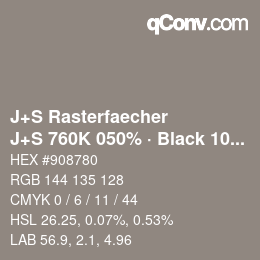 Code couleur: J+S Rasterfaecher - J+S 760K 050% · Black 10% | qconv.com