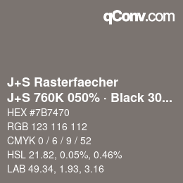カラーコード: J+S Rasterfaecher - J+S 760K 050% · Black 30% | qconv.com